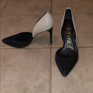 Black and white Calvin Klein heels
